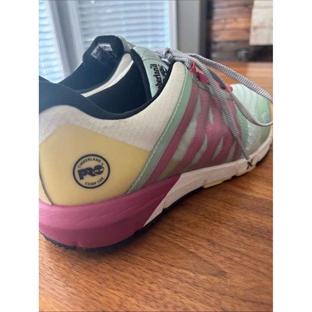 Timberland PRO Radius Comp Toe Pink Green Work Utility Sneaker Shoes Size 8